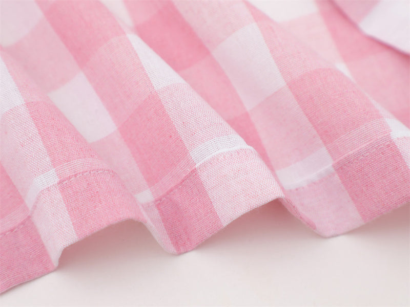 Oversized Gingham Check Short Sleeve Shirt with Embroidered Script Logo