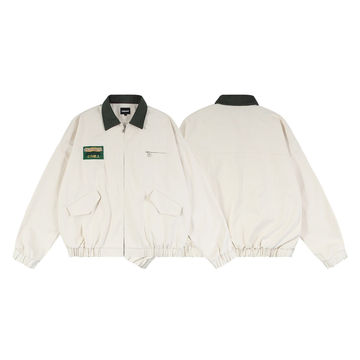 Veste Harrington rétro color block – Veste de travail zippée à col contrastant