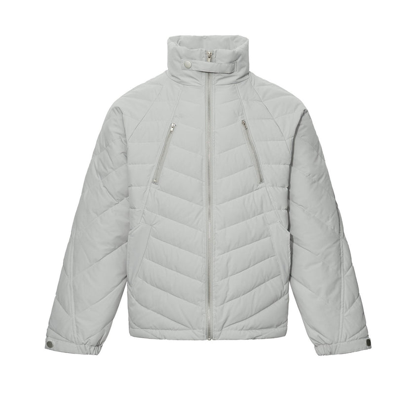 Herren-Stepp-Bomberjacke mit Stehkragen – Chevron-Pufferjacke