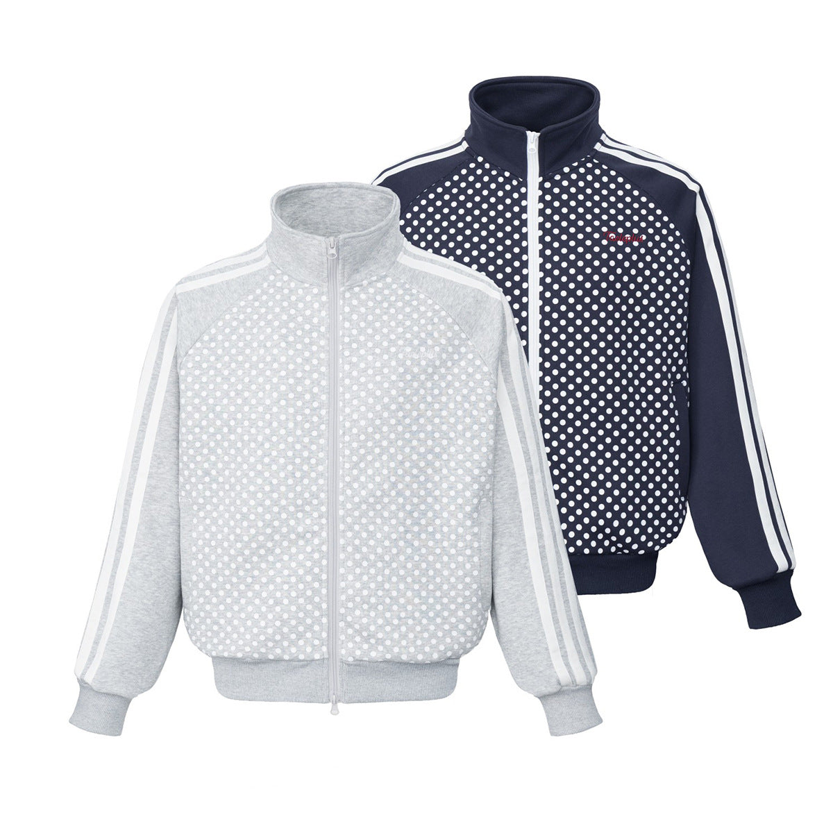 Veste de survêtement zippée à col montant, pois et manches à bandes