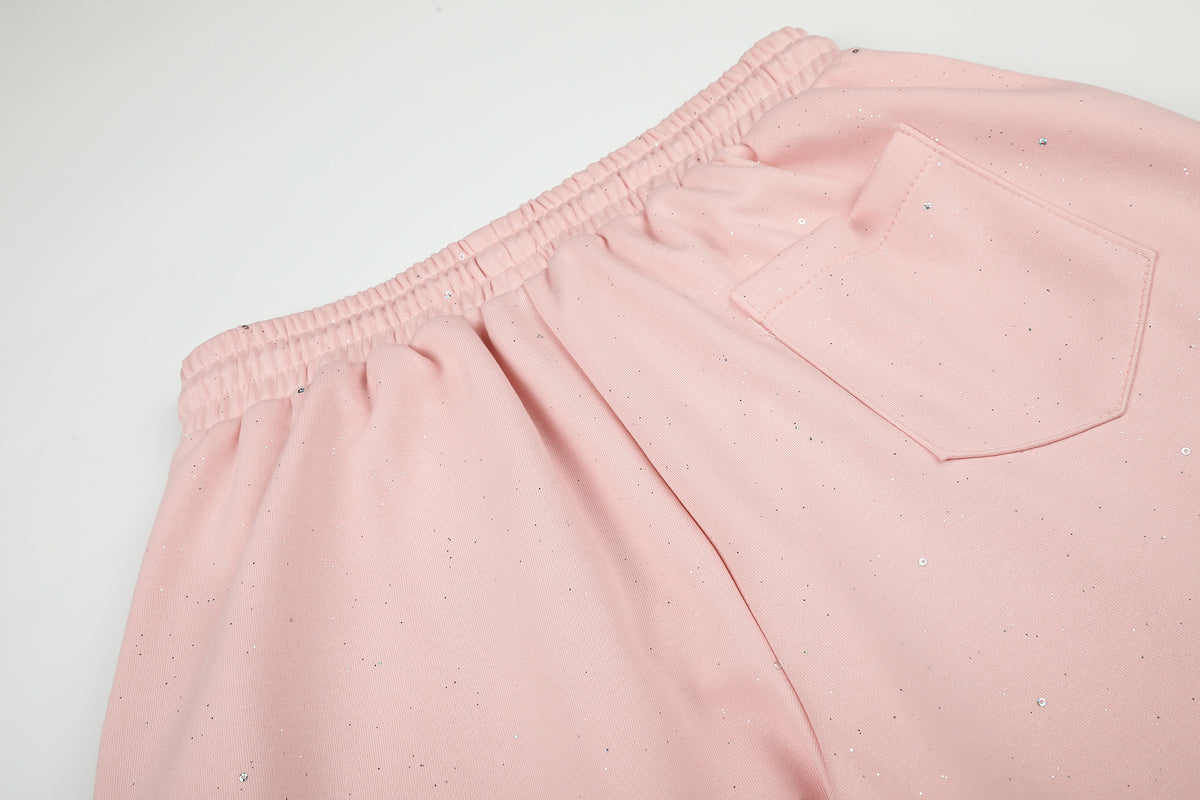 Wide-Leg Sweatpants with Glitter Speckle Fabric & Script Graphic