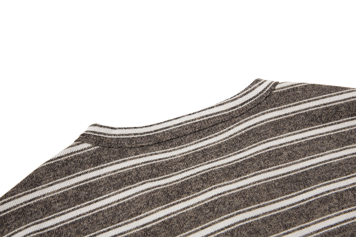 Men's Striped Henley Long-Sleeve Shirt – Vintage American Lazy Style