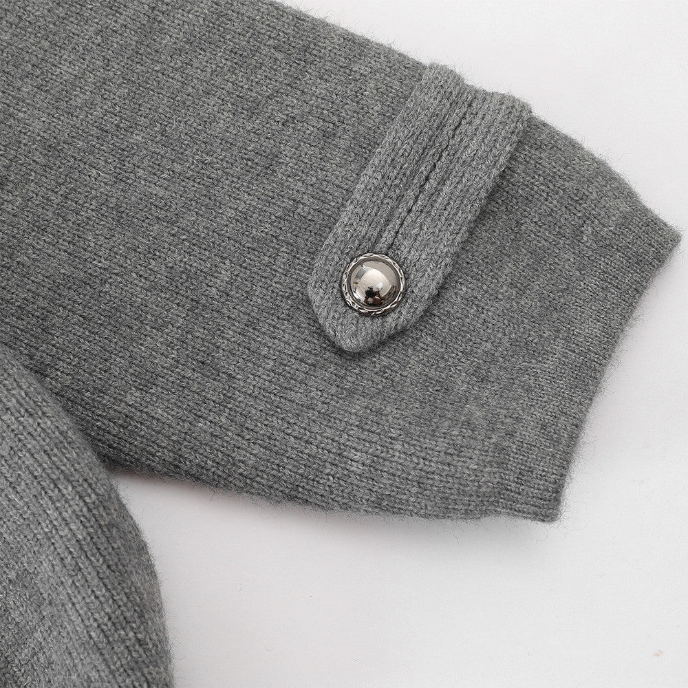 Veste en maille zippée d’inspiration militaire – Cardigan oversize à col montant avec