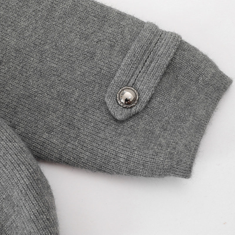 Veste en maille zippée d’inspiration militaire – Cardigan oversize à col montant avec