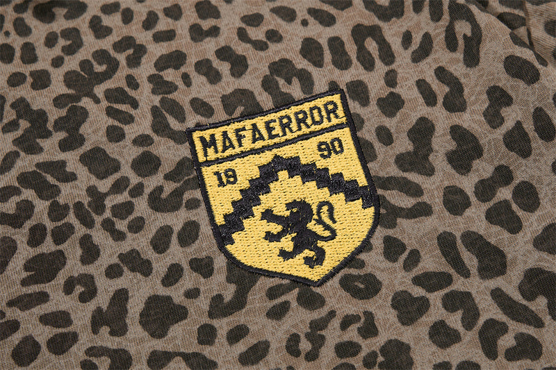 Mafa Vintage Leopard Print Short Sleeve Polo Shirt