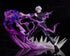 The Jujutsu Kaisen Satoru Gojo 1/7 scale PVC figure captures the character in a dynamic pose with spiky white hair and black attire. Swirling purple energy and translucent spikes surround this 18 cm action figure, set against a dark background.