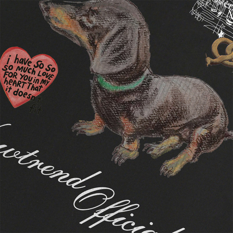 Men's Graphic Long Sleeve Shirt – Dachshund Print Crew Neck Cotton Tee