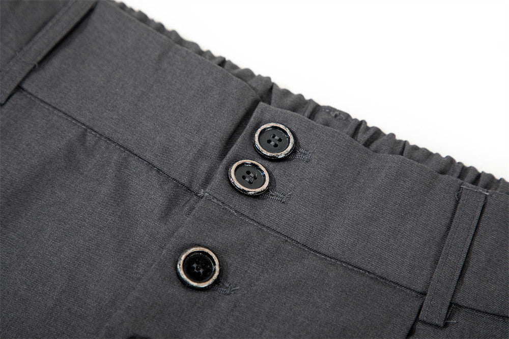 Wide-Leg Pleated Culottes Shorts with Button Fly