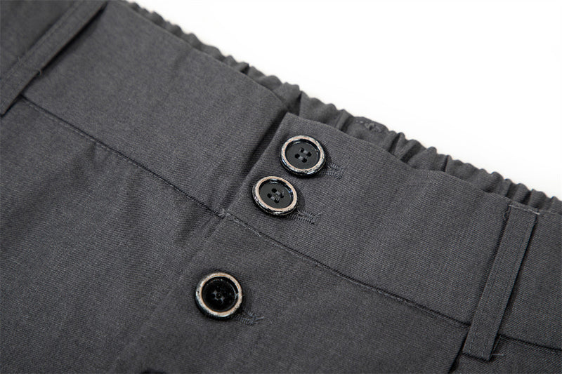 Wide-Leg Pleated Culottes Shorts with Button Fly