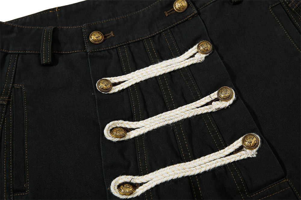 Wide-Leg Trousers with Double-Breasted Rope Detail