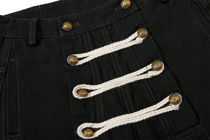 Wide-Leg Trousers with Double-Breasted Rope Detail