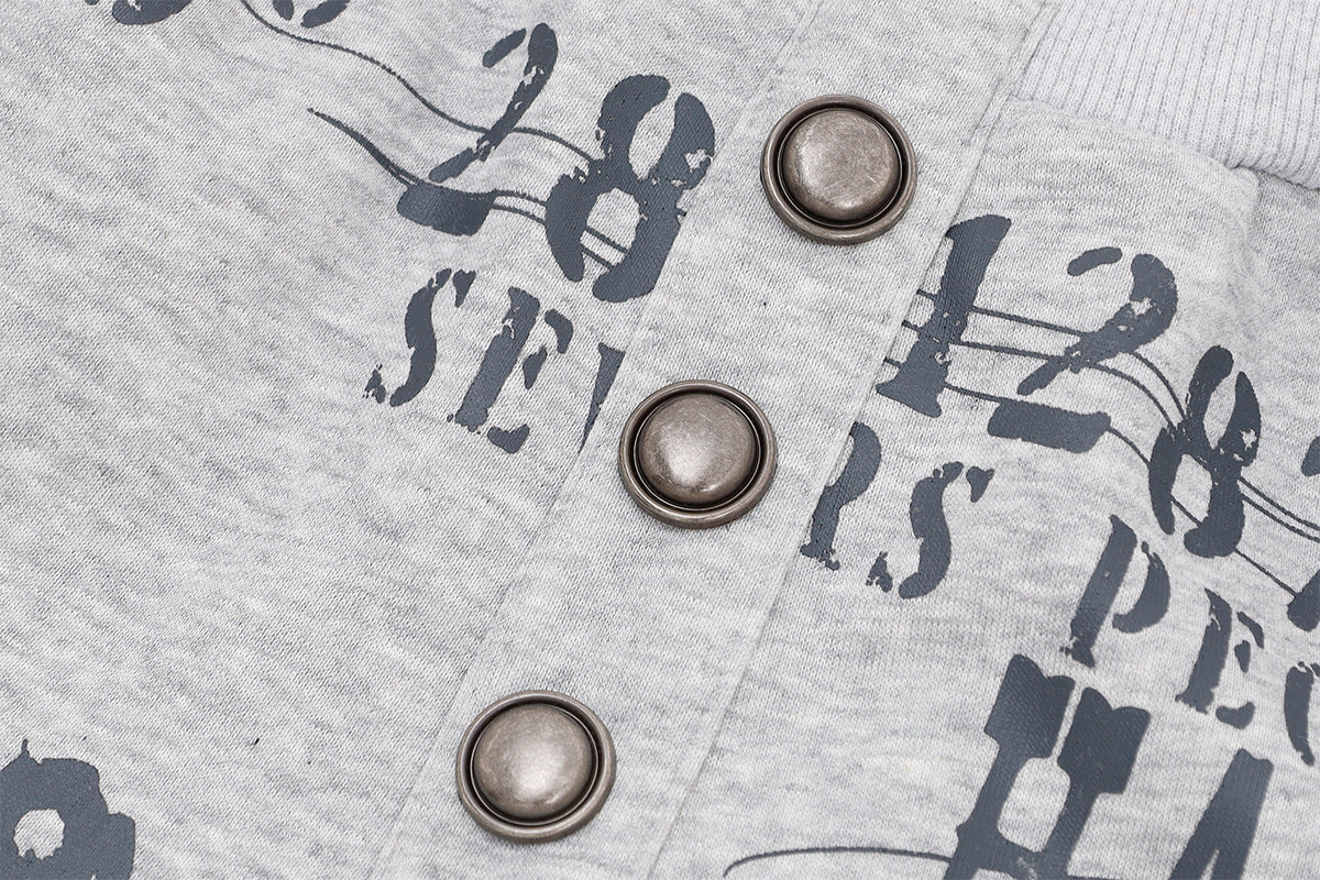 Wide-Leg Sweatpants with Rivet Buttons and Graphic Print – Relaxed Fit