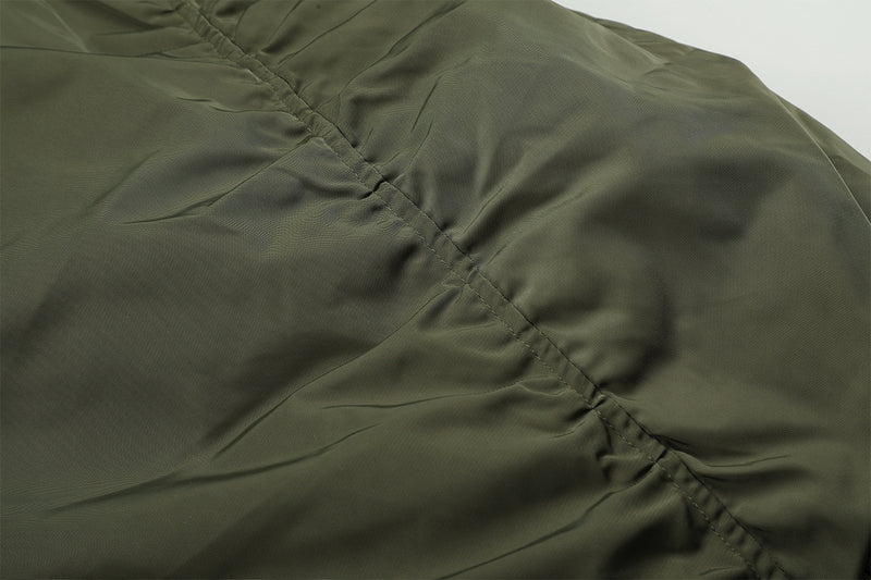Fur-Trim Hood Bomber Jacket – Padded Winter Flight Coat with Double-Breasted