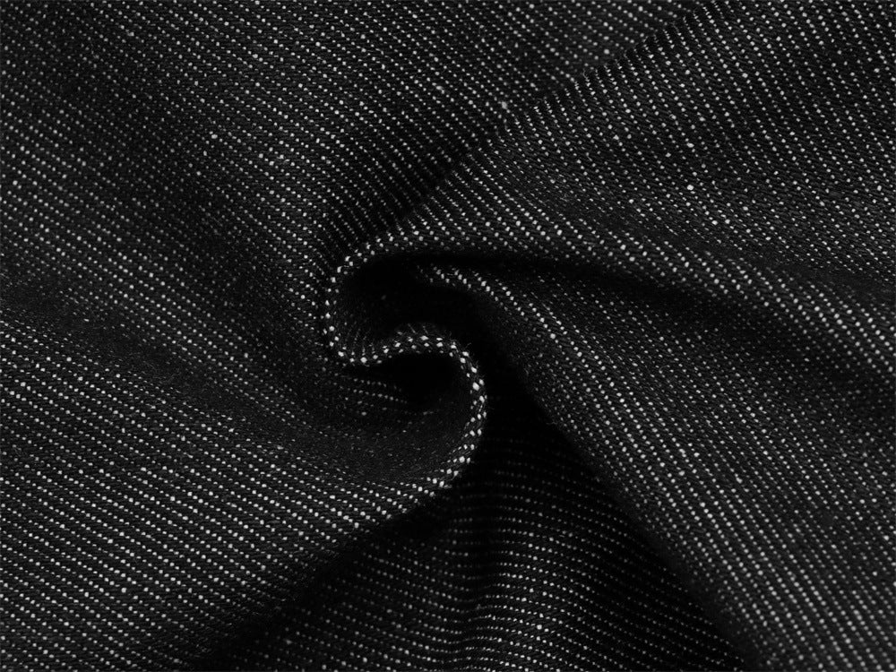 Jean wide leg noir homme avec double ceinture et empiècement diagonal