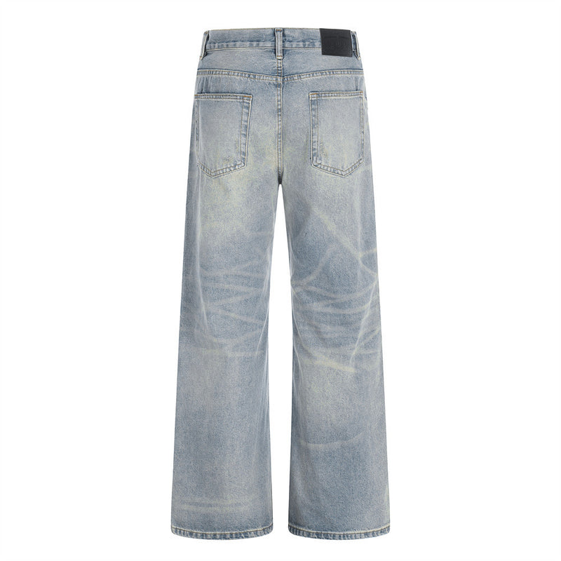 Wide-Leg Straight Jeans – American Vintage Washed Denim