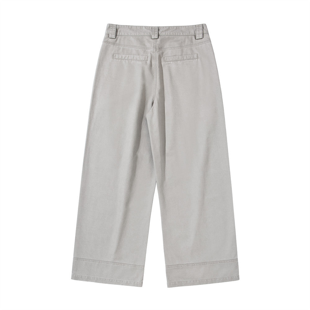 Men's Wide-Leg Workwear Trousers – Relaxed Straight-Cut Pants with Patch Pockets