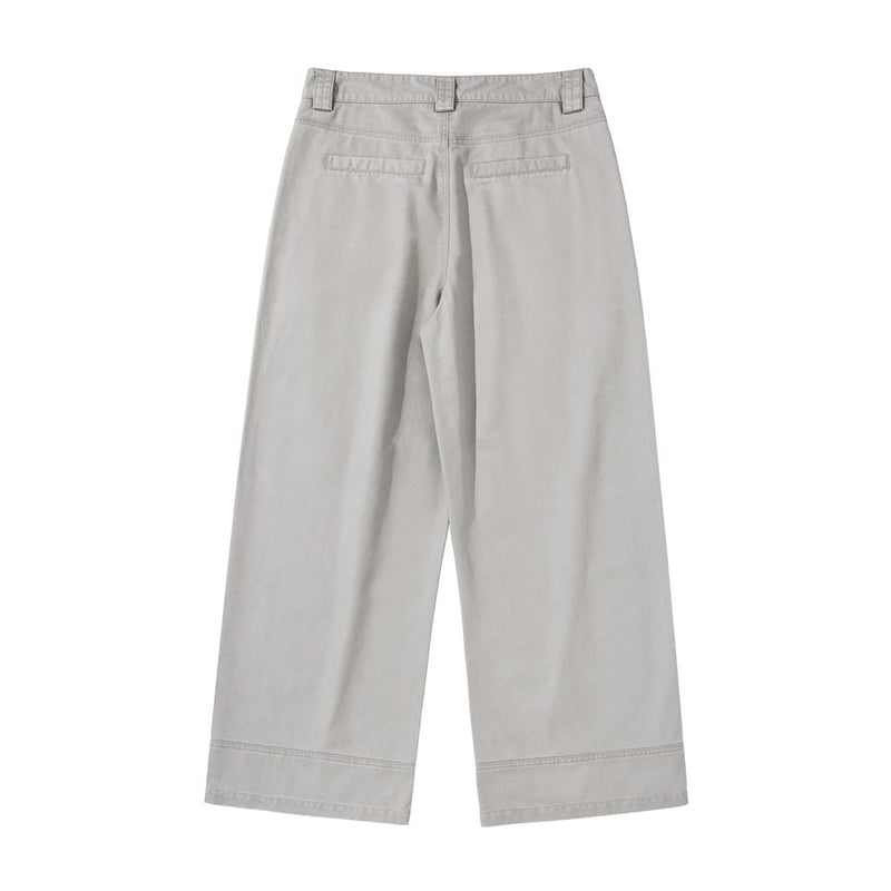 Men's Wide-Leg Workwear Trousers – Relaxed Straight-Cut Pants with Patch Pockets