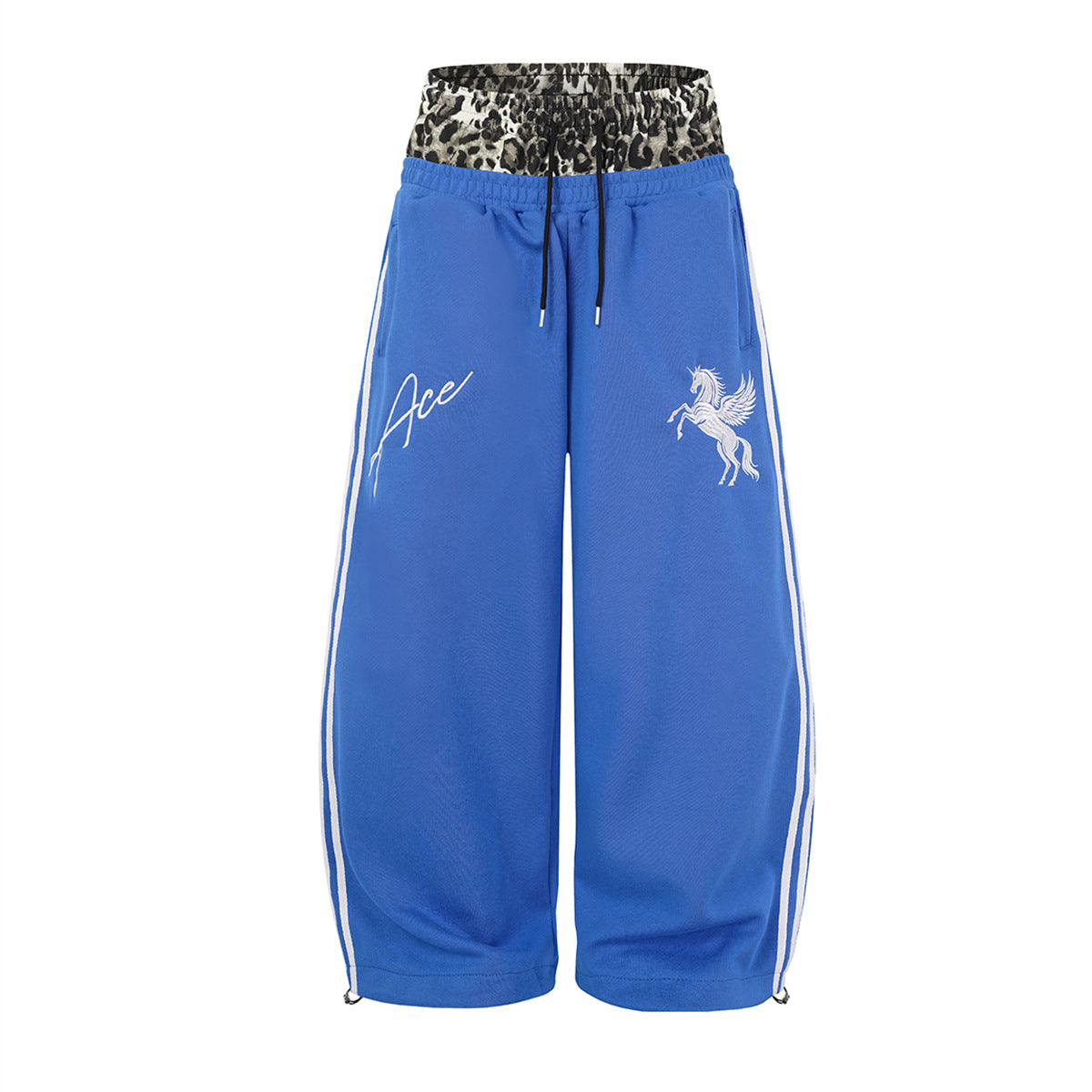 Ace Unicorn Zip-Up Hoodie & Wide-Leg Sweatpants Set with Leopard-Print Lining