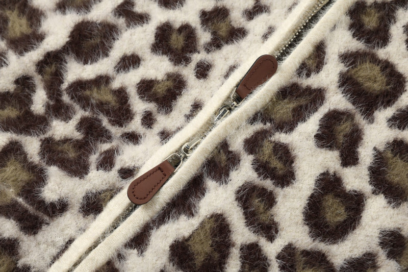 Leoparden-Hoodie mit Reißverschluss und Fleecefutter
