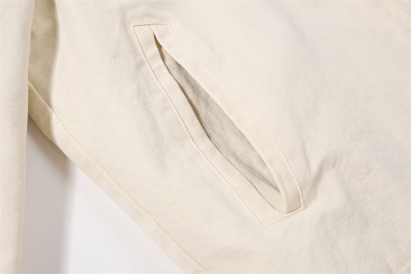 Men's Canvas Workwear Zip Jacket with Contrast Corduroy Collar