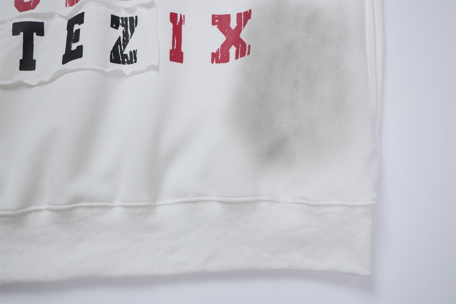 Letter Grid Oversized Hoodie – Acid-Washed Distressed Streetwear Pullover