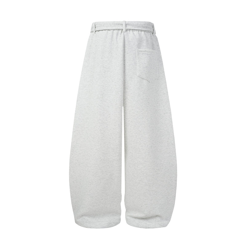 Wide-Leg Sweatpants with Belt Sash and Script Logo Print