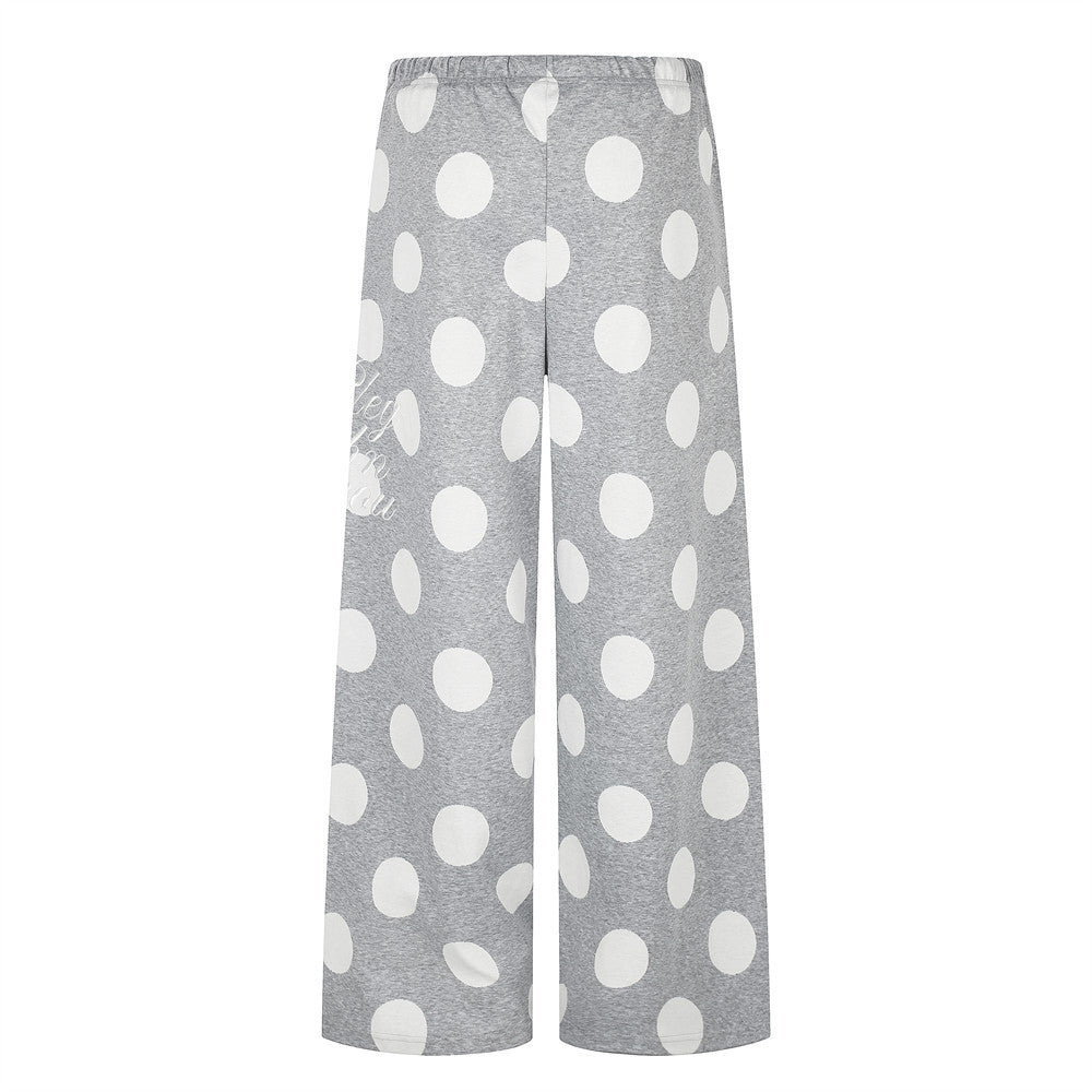 Polka Dot Wide-Leg Sweatpants – Oversized Streetwear Jogger Pants