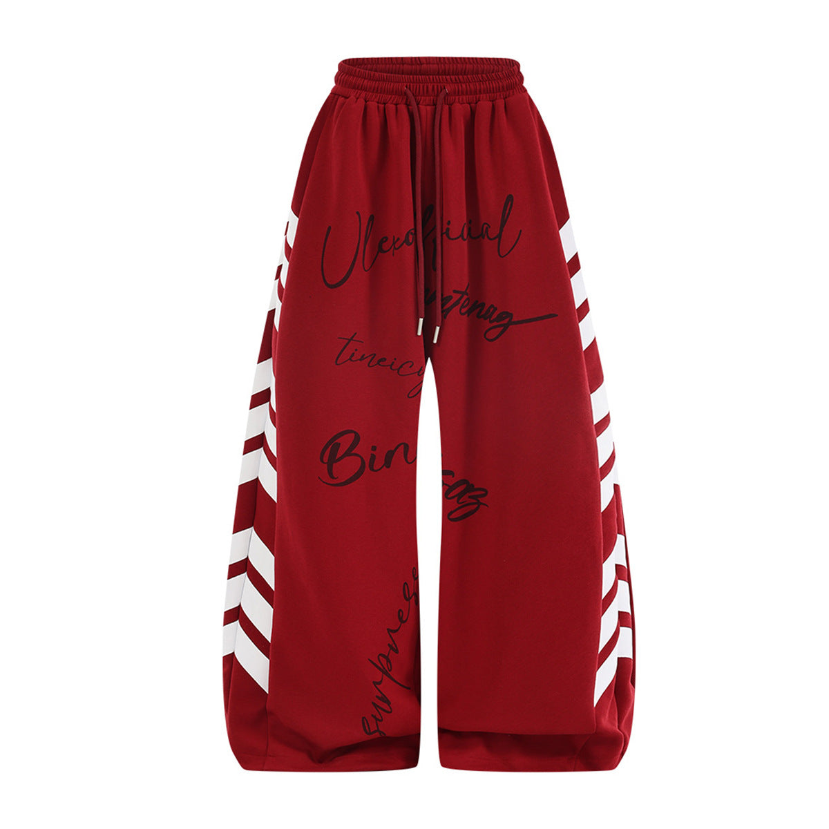 Pantalon de survêtement à jambes larges, rayures diagonales et lettrage – Coupe droite street