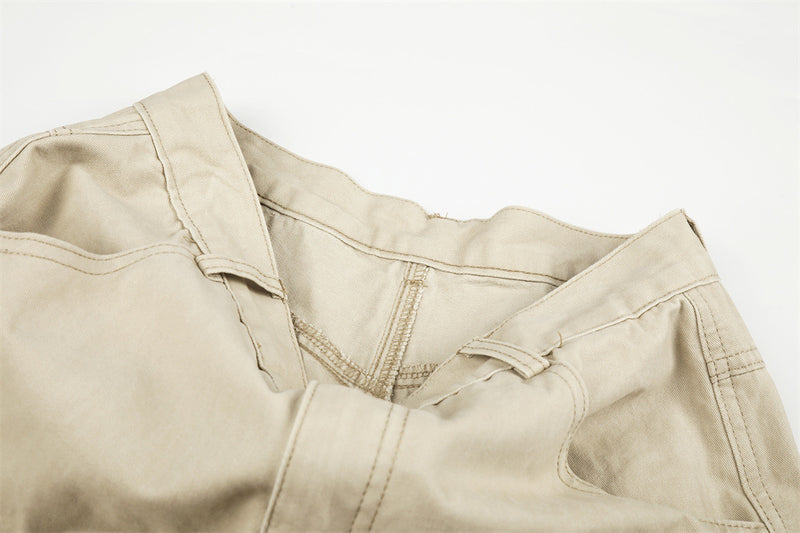 RVNTENG Letter Embroidery Cargo Shorts – Men's Wide Leg Street Style