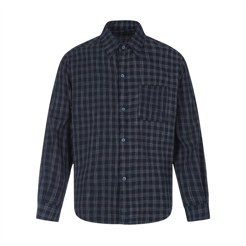 Plaid Long Sleeve Oversized Shirt – Men's Relaxed Fit Button-Up