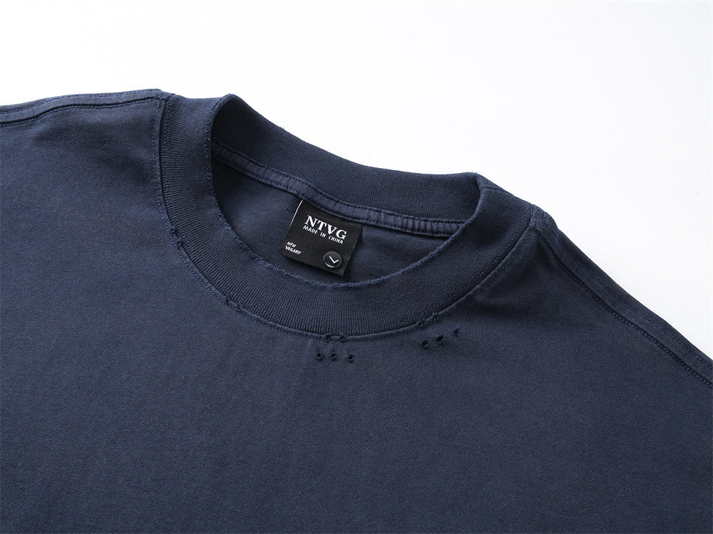 Langarmshirt mit 777-Zahlendruck – Used-Look-Rundhals-Streetwearshirt