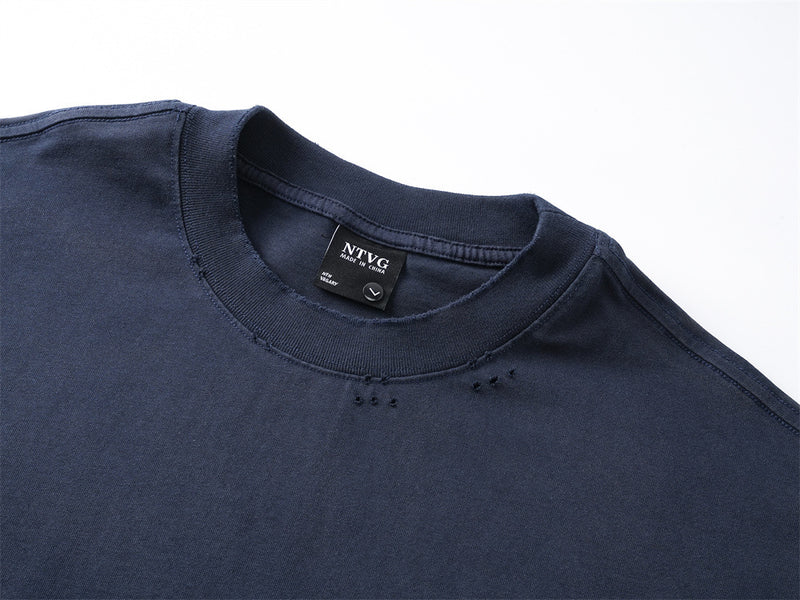 Langarmshirt mit 777-Zahlendruck – Used-Look-Rundhals-Streetwearshirt