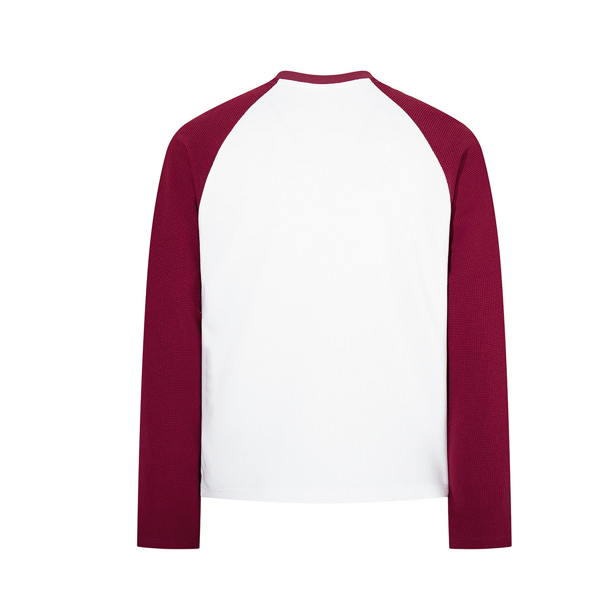 Raglan-Longsleeve – Retro-Bandgrafik, Waffelstrickärmel, Weiß &