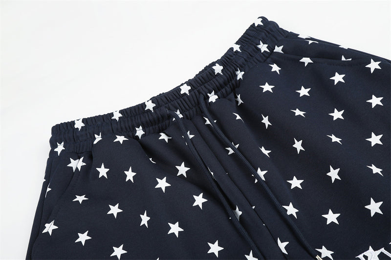 Wide-Leg Star & Letter Print Pants – Men's Hip-Hop Streetwear Baggy Fit