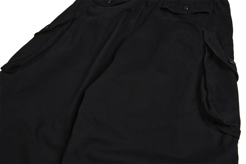 Black Cargo Pants Men – Wide Leg Double-Breasted High-Street Trousers