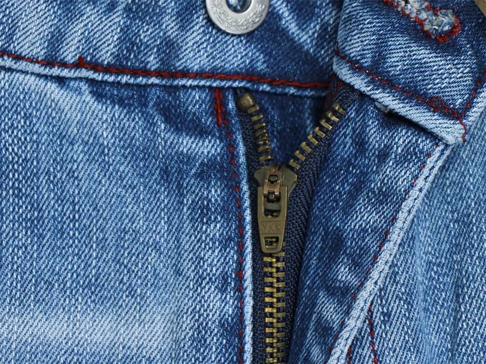 Men's Distressed Flare Jeans – Light Wash Wide-Leg Denim with Ripped Knees &