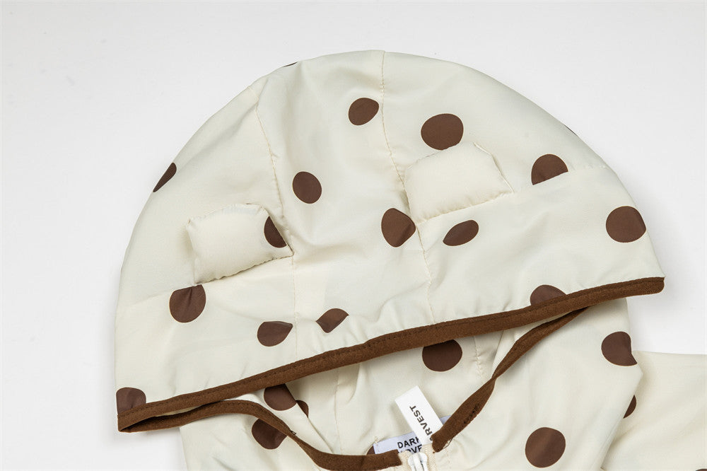 Polka Dot Hooded Windbreaker Jacket – Unisex Oversized Lightweight Outdoor Coat