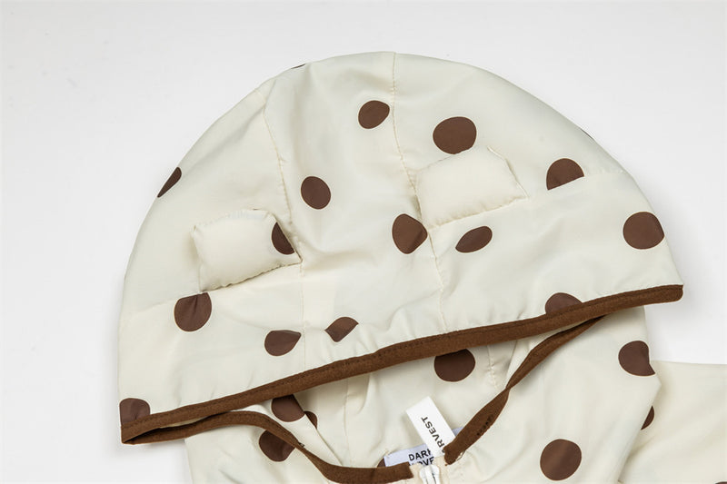 Polka Dot Hooded Windbreaker Jacket – Unisex Oversized Lightweight Outdoor Coat