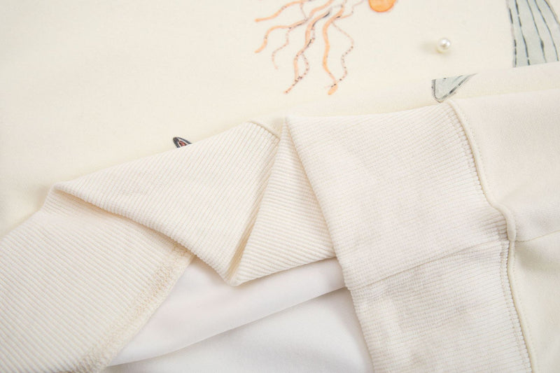 Oversized Hoodie mit Ozean-Seestern- & Muschel-Grafikprint