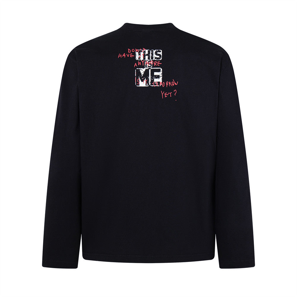 T-shirt graphique homme à manches longues – Imprimé collage en neuf panneaux, col rond décontracté