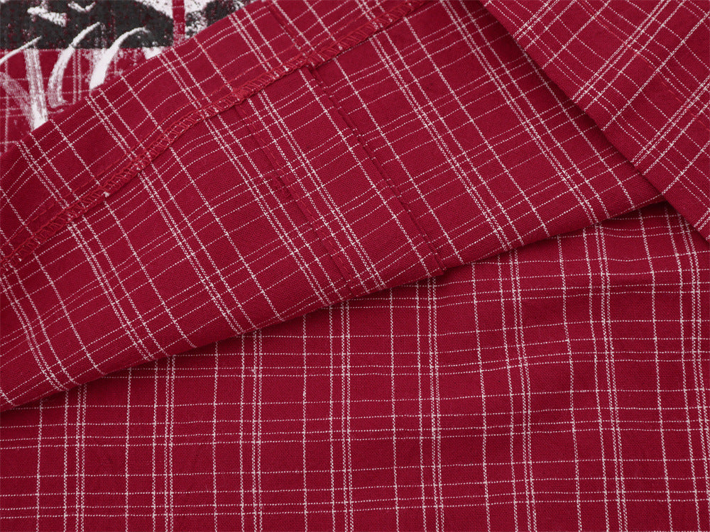 Chemise homme à carreaux manches longues avec imprimé graphique Savage Base Mugshot