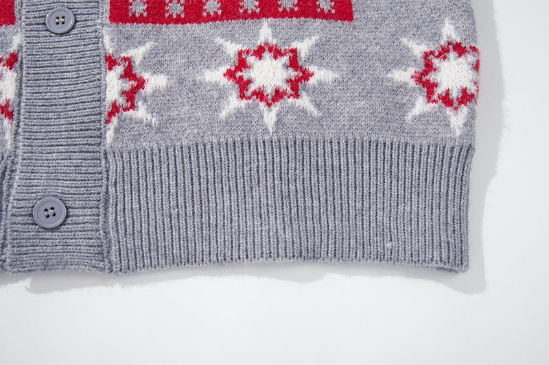 Fair Isle Jacquard Knit Cardigan Sweater – Vintage Christmas Pattern