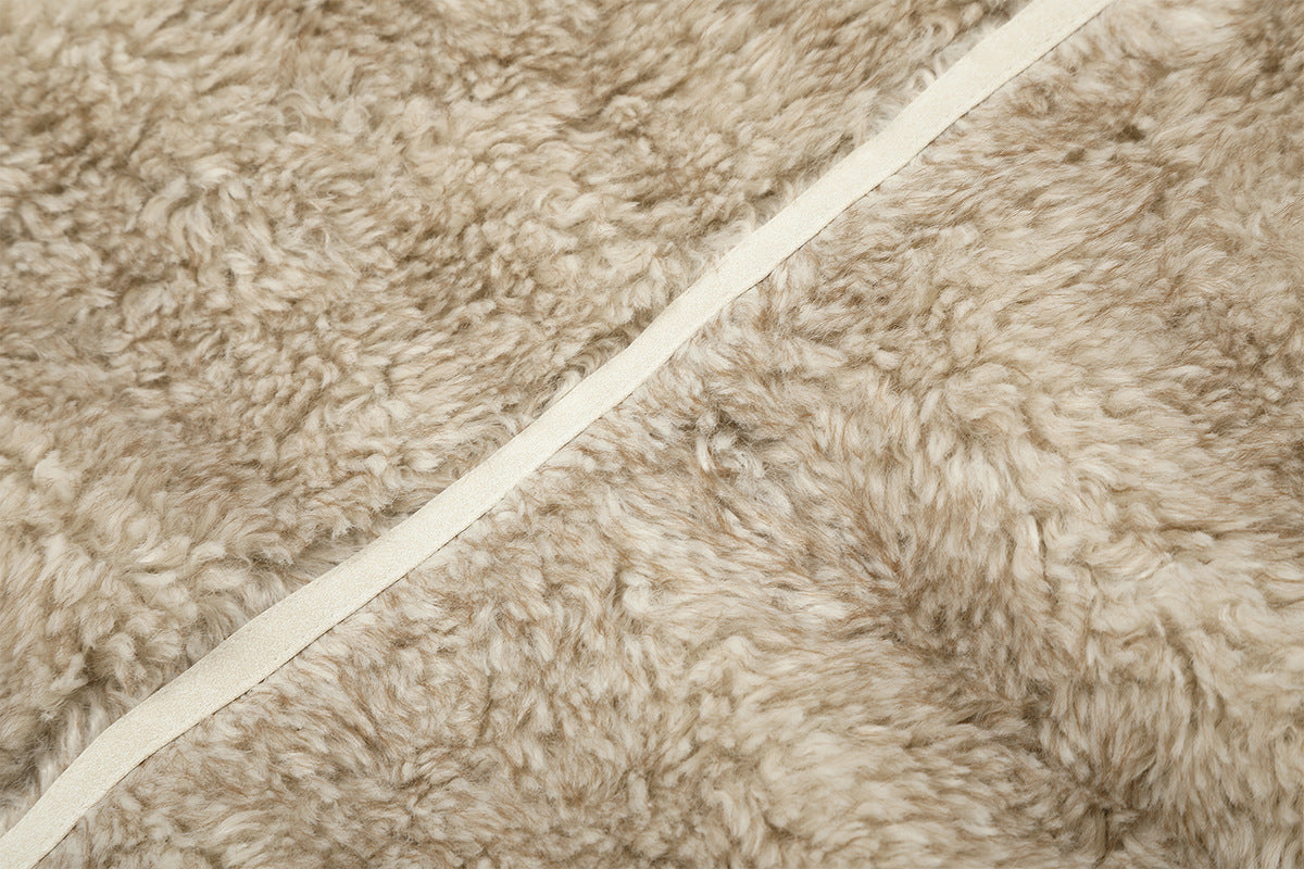 Gilet zippé sans manches en imitation peau lainée à col montant – Polaire teddy