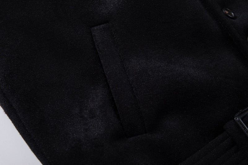 Jacke aus Wollmix mit Stehkragen, Knopfleiste & Gürtelabschluss