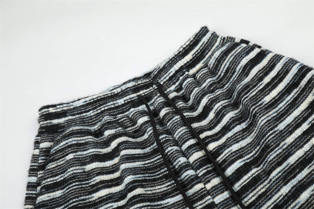 Wide-Leg Striped Cargo Pants – Relaxed Fit Multi-Pocket Streetwear Trousers