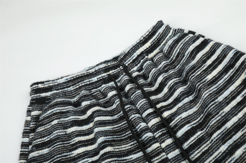Wide-Leg Striped Cargo Pants – Relaxed Fit Multi-Pocket Streetwear Trousers