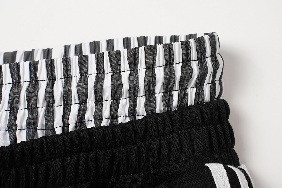 Wide-Leg Sweatpants with Barcode Cross Print & Double Waistband