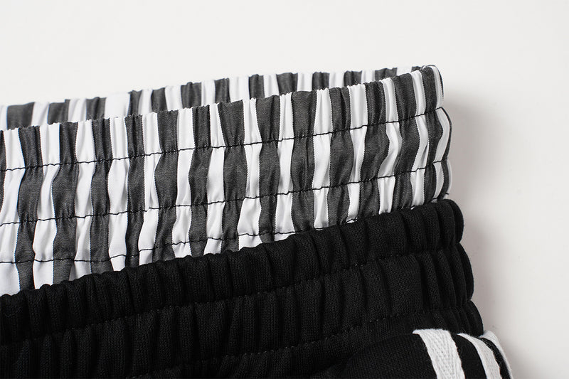 Wide-Leg Sweatpants with Barcode Cross Print & Double Waistband