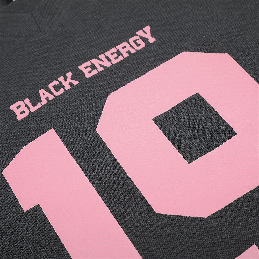 Black Energy No.19 Number Print Long Sleeve Sweatshirt – Oversized V-Neck Sports