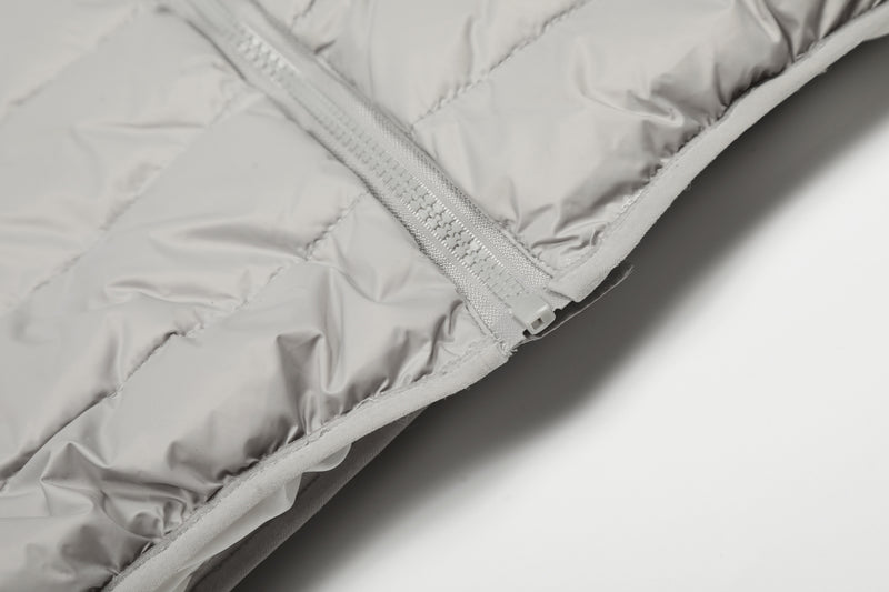 Hooded Puffer Vest Cable-Knit Sleeve Down Jacket – Retro Spliced Outerwear